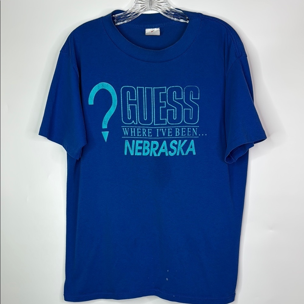Vintage Miller Blue Guess Where I've Been Nebraska Tshirt XL